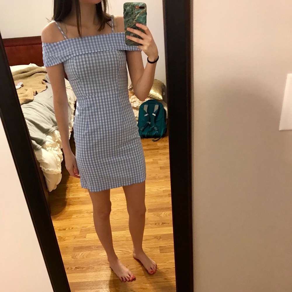 Gingham blue dress